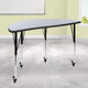 Grey |#| Mobile 47.5inch Half CIR Wave Collaborative Grey Adjustable Height Activity Table