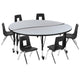 Grey |#| Mobile 60inch Circle Wave Activity Table Set-14inch Student Stack Chairs, Grey/Black