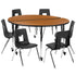 Mobile 60" Circle Wave Flexible Laminate Activity Table Set with 18" Student Stack Chairs