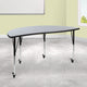 Grey |#| Mobile 60inch Half Circle Wave Collaborative Grey Adjustable Height Activity Table