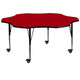 Red |#| Mobile 60inch Flower Red Thermal Laminate Activity Table - Height Adjustable Legs