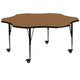 Oak |#| Mobile 60inch Flower Oak Thermal Laminate Activity Table - Height Adjustable Legs