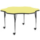 Yellow |#| Mobile 60inch Flower Yellow Thermal Laminate Activity Table-Height Adjustable Legs