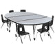 Grey |#| Mobile 86inch Oval Wave Activity Table Set-12inch Student Stack Chairs, Grey/Black