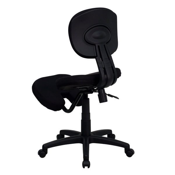 Mobile Ergonomic Kneeling Posture Task Office Chair with Back in Black Fabric