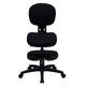 Mobile Ergonomic Kneeling Posture Task Office Chair with Back in Black Fabric