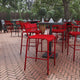 Red |#| Modern Commercial Grade 2 Slat Indoor/Outdoor Steel Bar Stool in Red