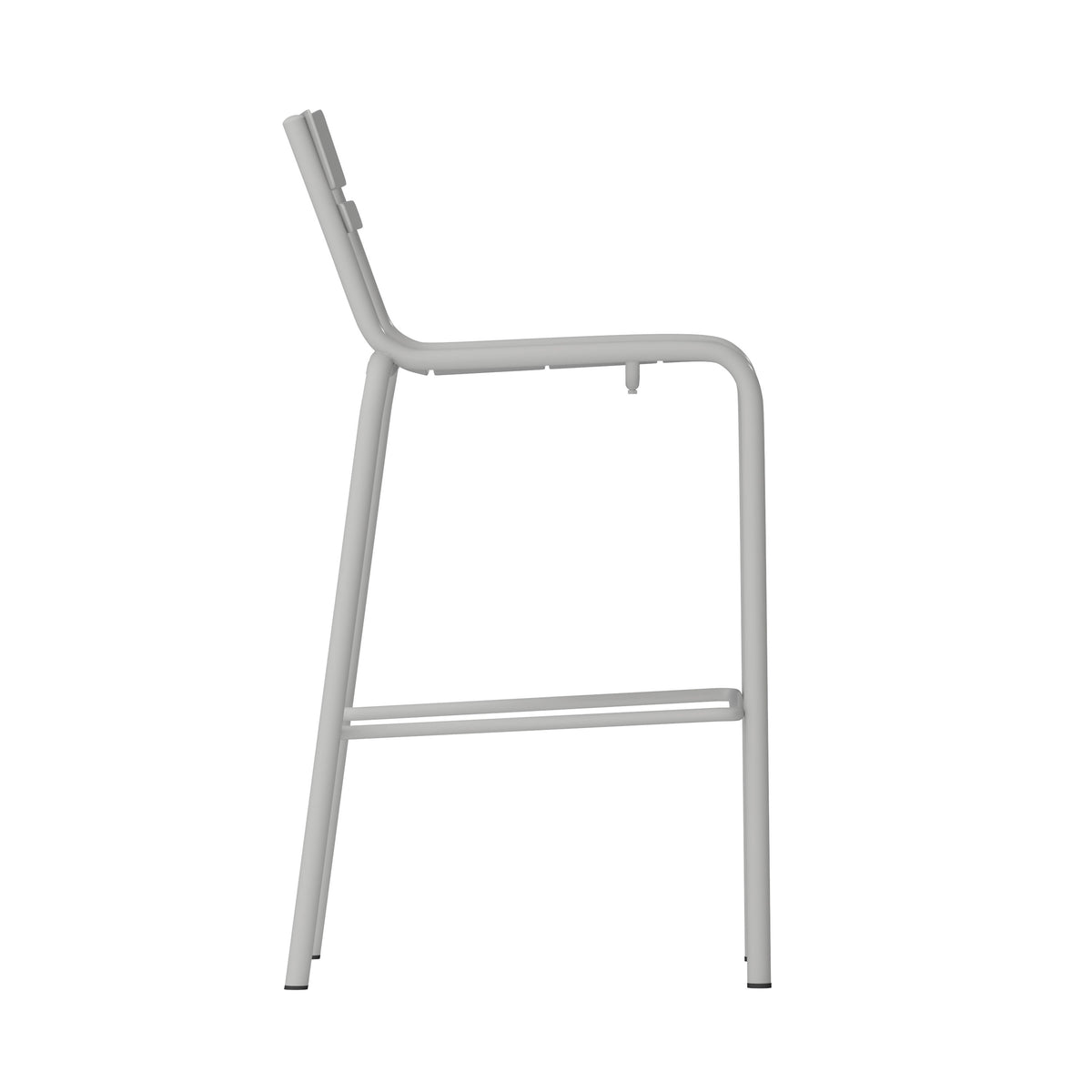 Silver |#| Modern Commercial Grade 2 Slat Indoor/Outdoor Steel Bar Stool in Silver