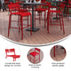 Red |#| Modern Commercial Grade 2 Slat Indoor/Outdoor Steel Bar Stool in Red