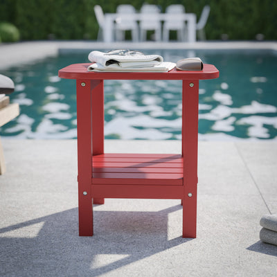 Newport HDPE 2-Tier Adirondack Side Table - All-Weather - Indoor/Outdoor - View 2