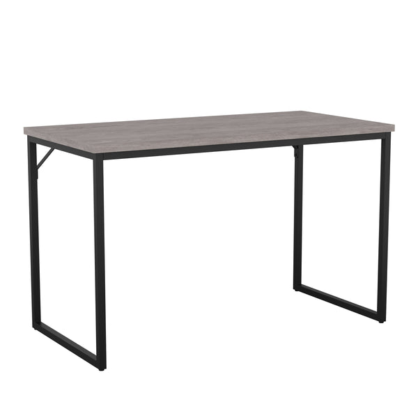 Gray Top/Oil Rubbed Bronze Frame |#| Gray Wood Grain Parsons Desk with Oil Rubbed Bronze Metal Frame