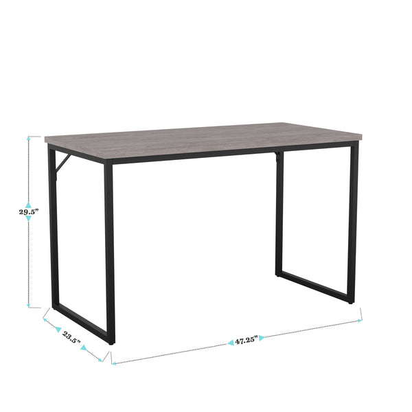 Gray Top/Oil Rubbed Bronze Frame |#| Gray Wood Grain Parsons Desk with Oil Rubbed Bronze Metal Frame