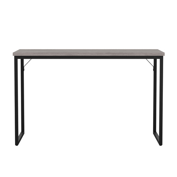 Gray Top/Oil Rubbed Bronze Frame |#| Gray Wood Grain Parsons Desk with Oil Rubbed Bronze Metal Frame