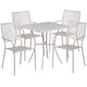 Light Gray |#| 28inch Square Lt Gray Indoor-Outdoor Steel Patio Table Set - 4 Square Back Chairs