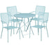 Oia Commercial Grade 30" Round Indoor-Outdoor Steel Folding Patio Table Set with 4 Square Back Chairs