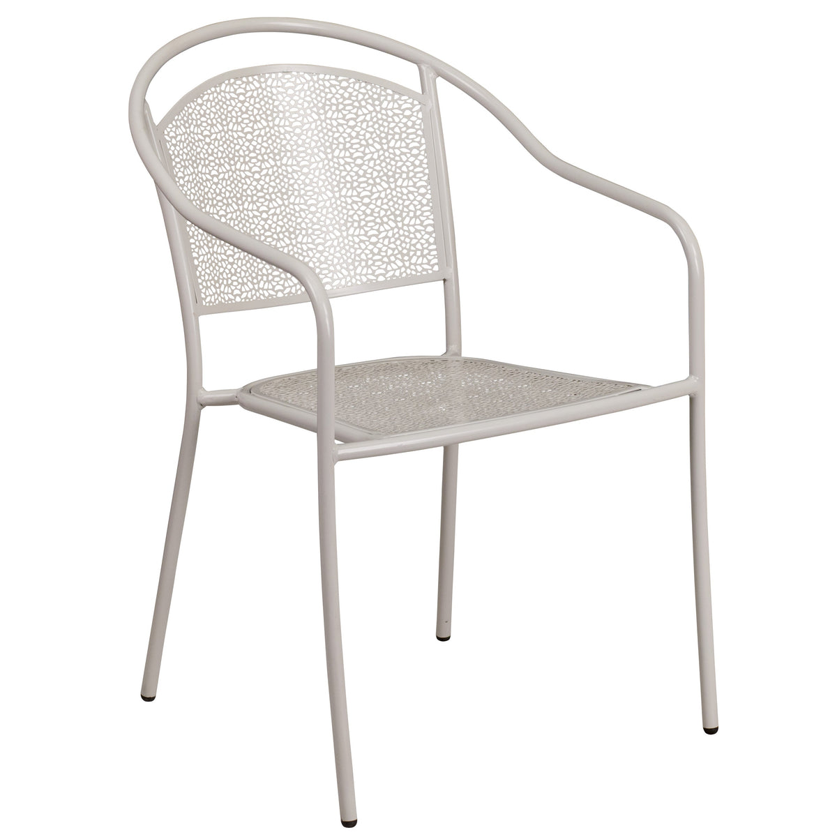 Light Gray |#| 35.25inch Round Lt Gray Indoor-Outdoor Steel Patio Table Set w/ 2 Round Back Chairs