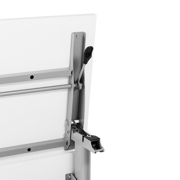 White Top/Gray Frame |#| Commercial Nesting Flip Training Table with Steel Frame and T-Legs in White/Gray