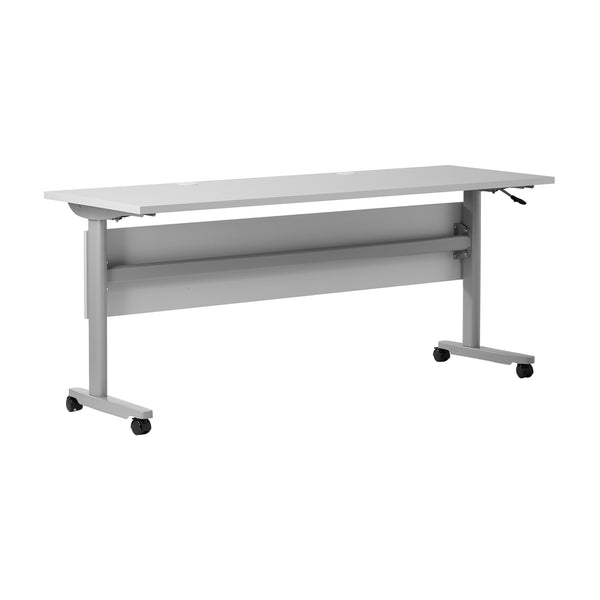 Gray Top/Gray Frame |#| Commercial Nesting Flip Training Table with Steel Frame and T-Legs in Gray