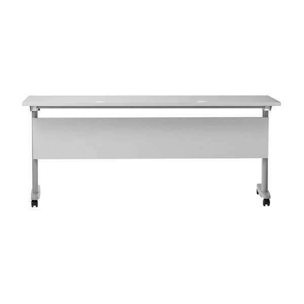 Gray Top/Gray Frame |#| Commercial Nesting Flip Training Table with Steel Frame and T-Legs in Gray