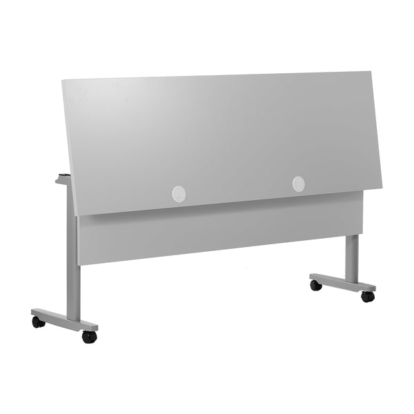 Gray Top/Gray Frame |#| Commercial Nesting Flip Training Table with Steel Frame and T-Legs in Gray