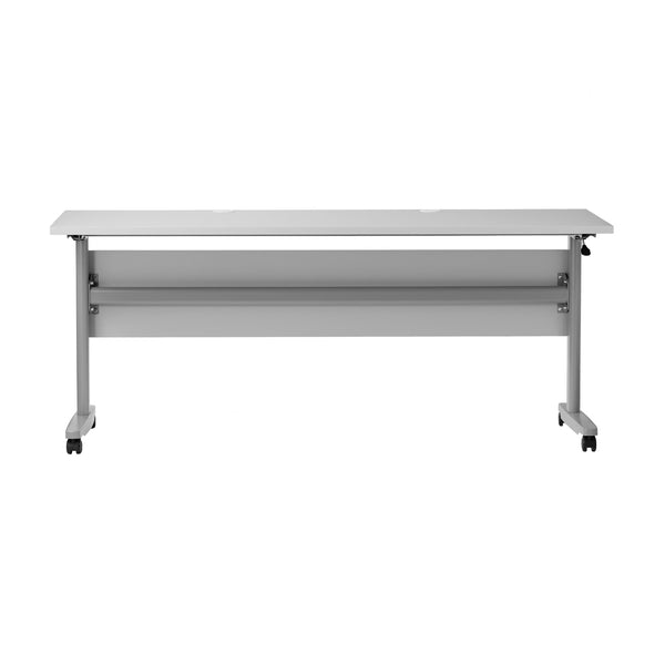 Gray Top/Gray Frame |#| Commercial Nesting Flip Training Table with Steel Frame and T-Legs in Gray