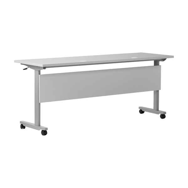 Gray Top/Gray Frame |#| Commercial Nesting Flip Training Table with Steel Frame and T-Legs in Gray