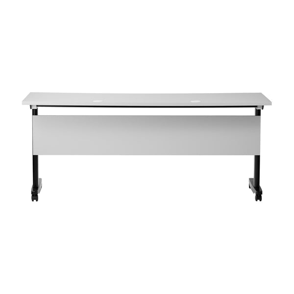 Gray Top/Black Frame |#| Commercial Nesting Flip Training Table with Steel Frame and T-Legs in Gray/Black