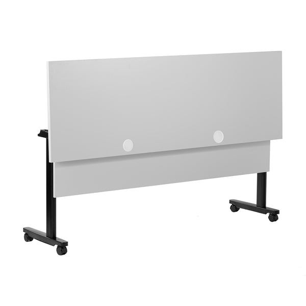 Gray Top/Black Frame |#| Commercial Nesting Flip Training Table with Steel Frame and T-Legs in Gray/Black