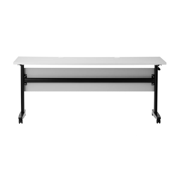 Gray Top/Black Frame |#| Commercial Nesting Flip Training Table with Steel Frame and T-Legs in Gray/Black