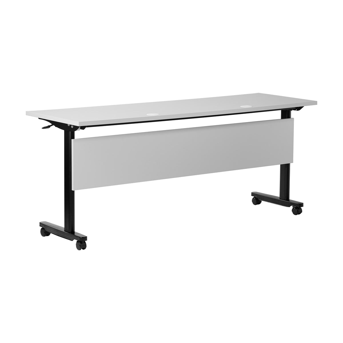 Gray Top/Black Frame |#| Commercial Nesting Flip Training Table with Steel Frame and T-Legs in Gray/Black
