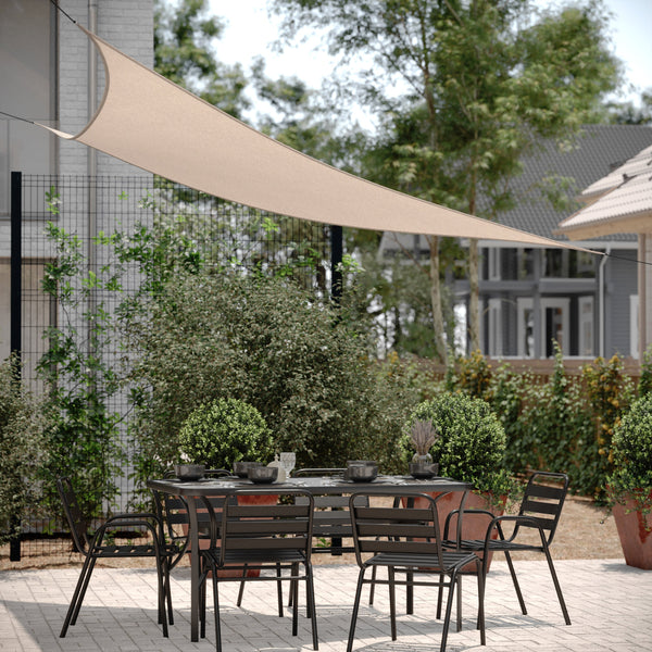 Weather Resistant 12 FT Triangle Sun Shade Canopy with Included Nylon Ropes-Sand