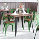 Green/Teak |#| All-Weather Commercial Stack Chair & Poly Resin Seat - Green/Teak