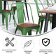 Green/Teak |#| All-Weather Commercial Stack Chair & Poly Resin Seat - Green/Teak