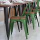 Green/Teak |#| All-Weather Commercial Stack Chair & Poly Resin Seat - Green/Teak