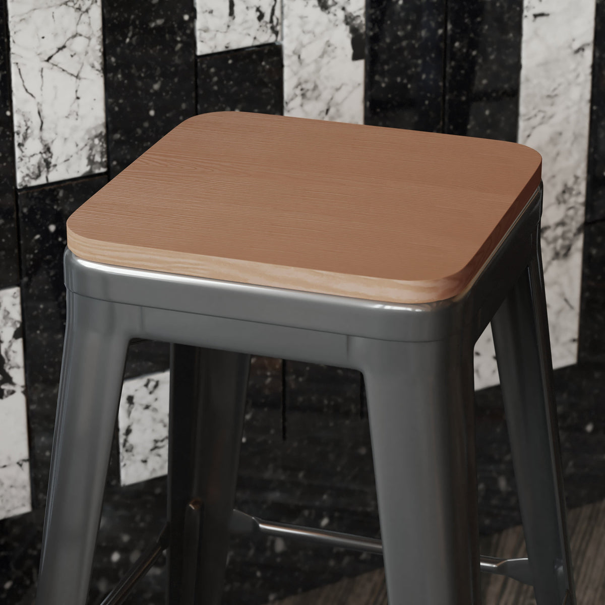 Teak |#| All-Weather Polystyrene Seat for Colorful Metal Stools and Chairs - Teak