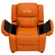 Orange Vinyl |#| Personalized Deluxe Padded Orange Vinyl Kids Recliner with Storage Arms