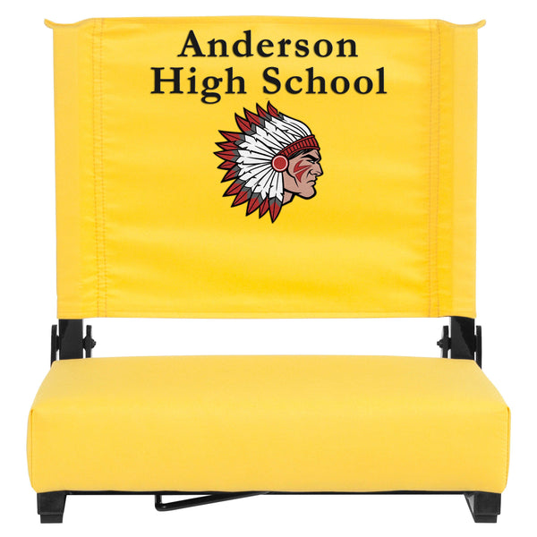 Yellow |#| Personalized 500 lb. Rated Stadium Chair-Handle-Padded Seat, Yellow