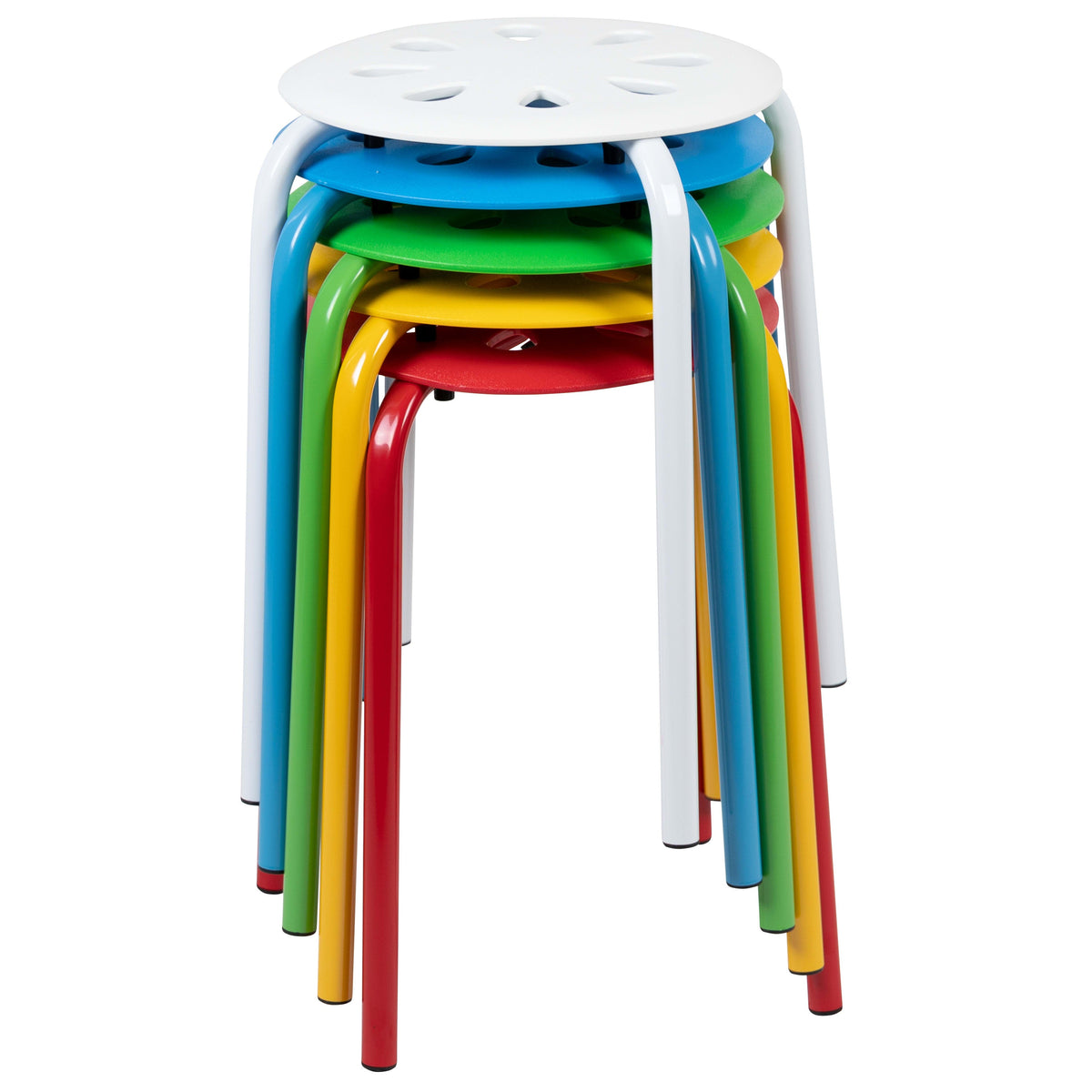 Assorted |#| Plastic Nesting Stack Stools-School/Home, 17.5inchHeight, Assorted Colors (5 Pack)