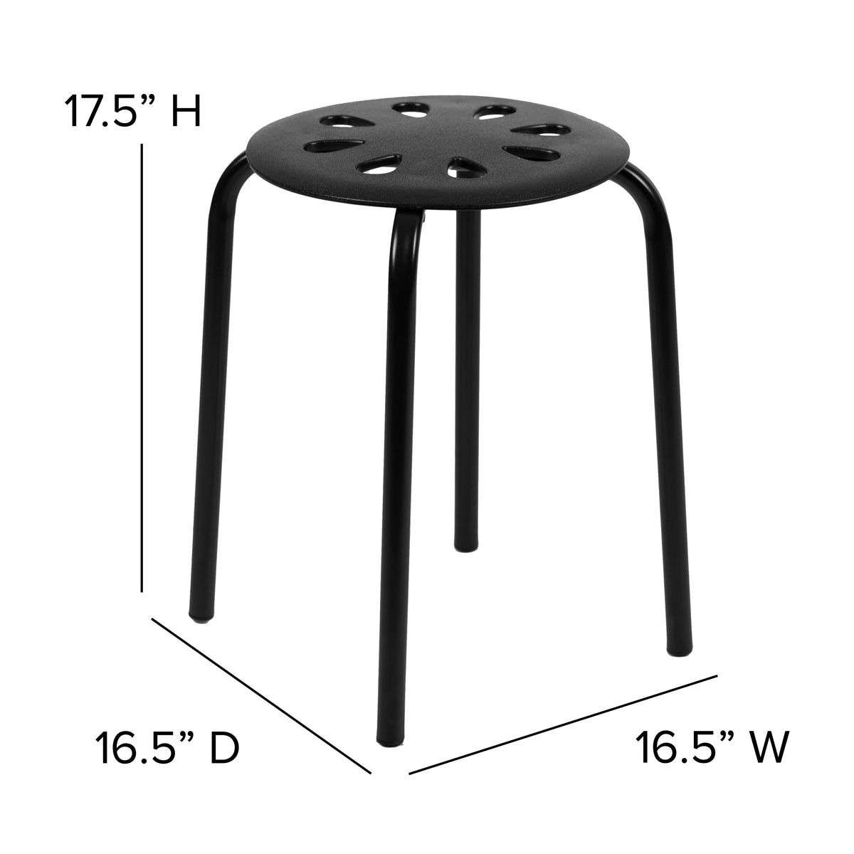 Black |#| Plastic Nesting Stack Stools - School/Office/Home, 17.5inchHeight, Black (5 Pack)