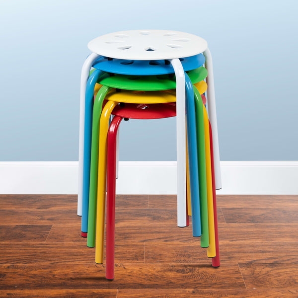 Assorted |#| Plastic Nesting Stack Stools-School/Home, 17.5inchHeight, Assorted Colors (5 Pack)