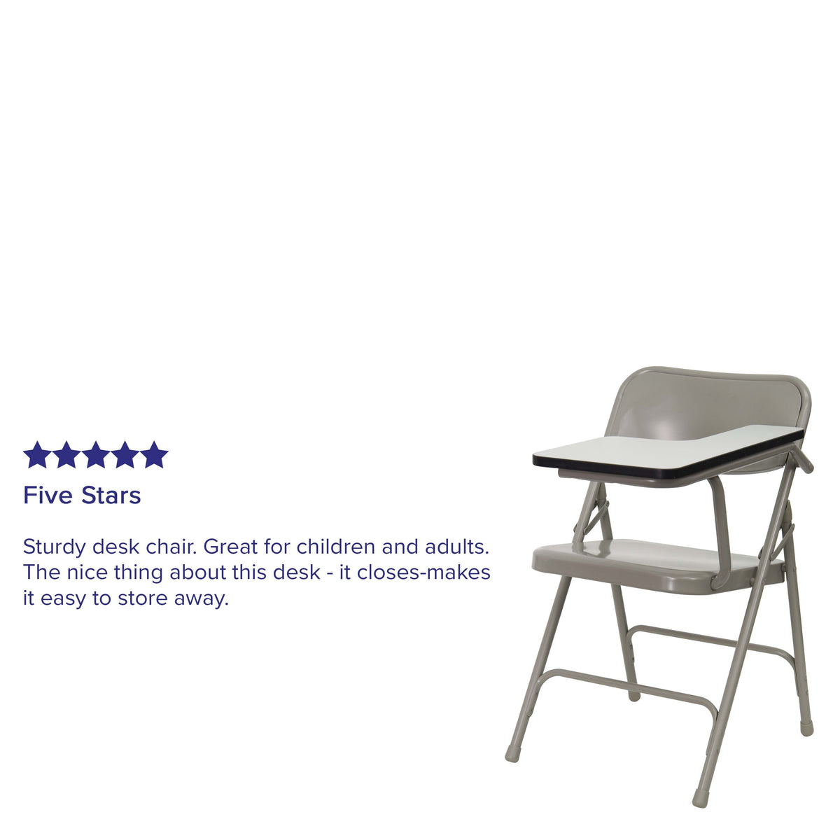 Premium Steel Beige Folding Chair with Left Handed Tablet Arm - Event Chair