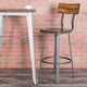 Rustic Walnut |#| Rustic Walnut Restaurant Barstool with Wood Seat & Back & Gray Powder Coat Frame