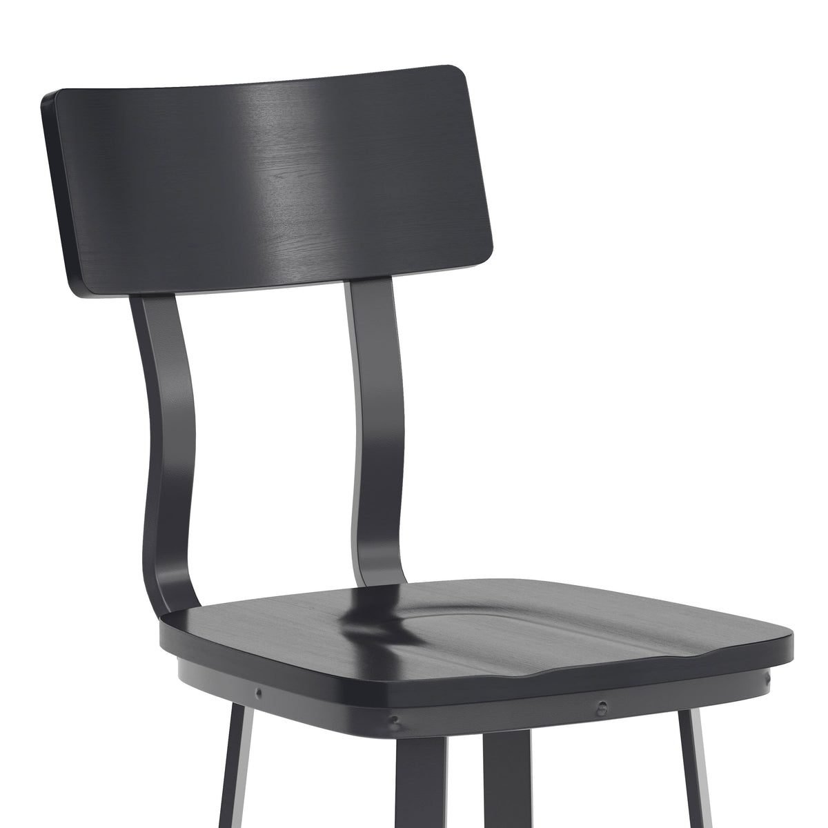 Black |#| Black Restaurant Barstool with Wood Seat & Back & Black Powder Coat Frame