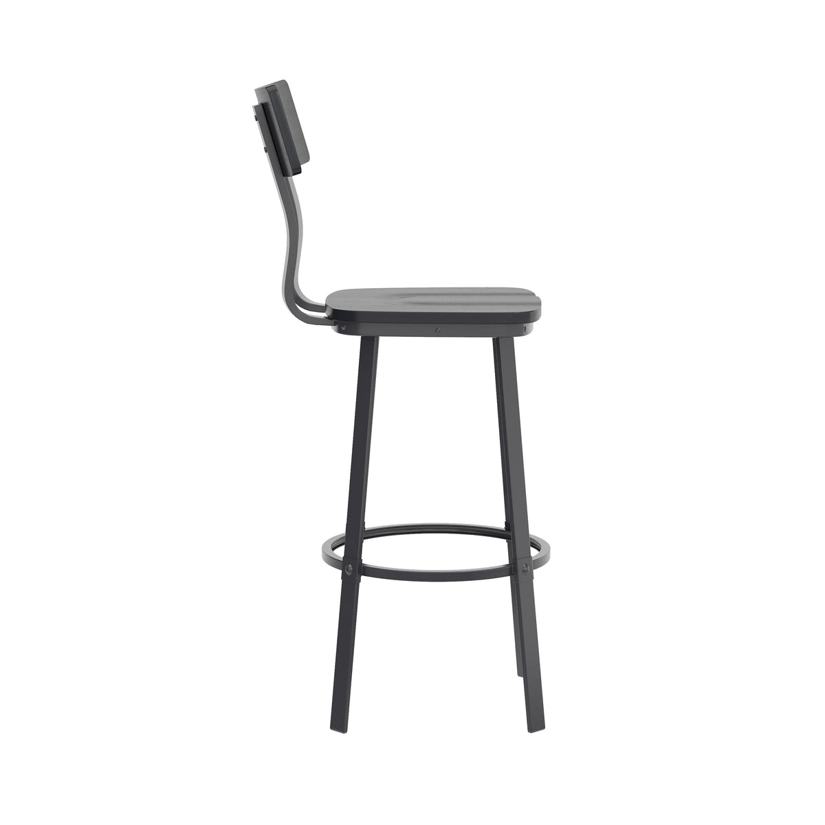 Black |#| Black Restaurant Barstool with Wood Seat & Back & Black Powder Coat Frame