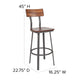 Rustic Walnut |#| Rustic Walnut Restaurant Barstool with Wood Seat & Back & Gray Powder Coat Frame