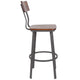 Rustic Walnut |#| Rustic Walnut Restaurant Barstool with Wood Seat & Back & Gray Powder Coat Frame