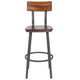 Rustic Walnut |#| Rustic Walnut Restaurant Barstool with Wood Seat & Back & Gray Powder Coat Frame