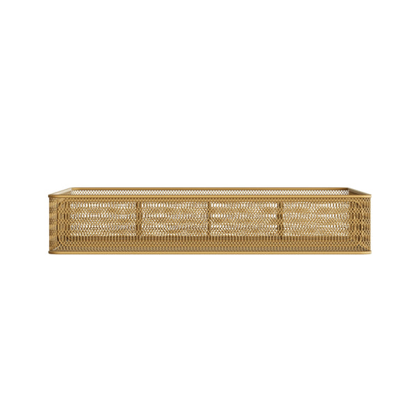 Premium 6 Section Mesh Metal Large Desk Drawer Storage Organizer in Gold