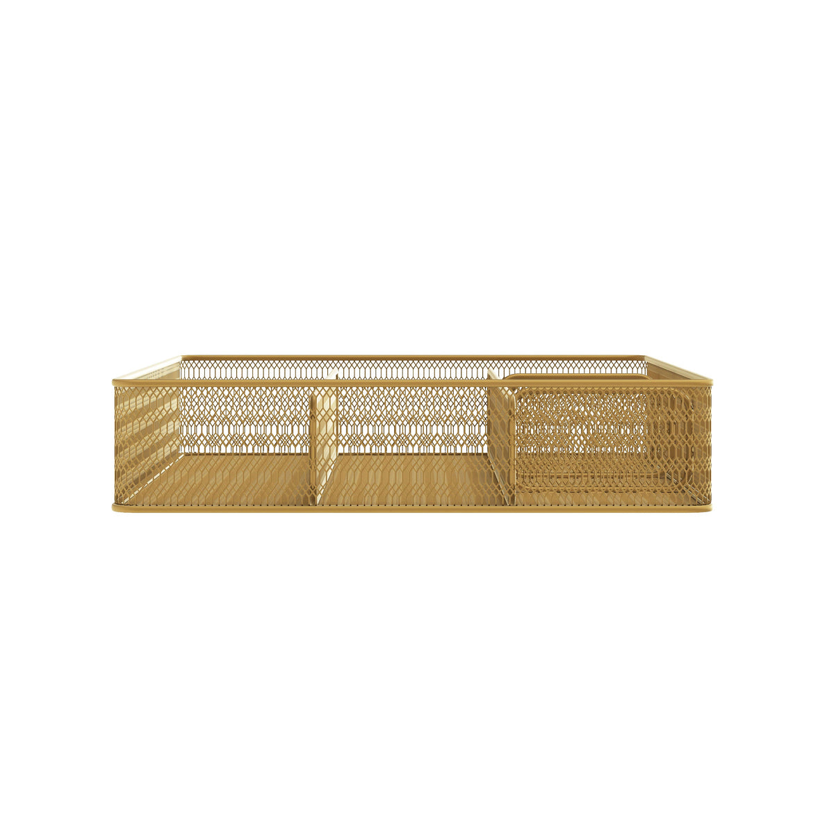 Premium 6 Section Mesh Metal Large Desk Drawer Storage Organizer in Gold