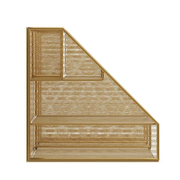 Large Steel Mesh Desktop Organizer with File Holder and Pen Storage-Gold